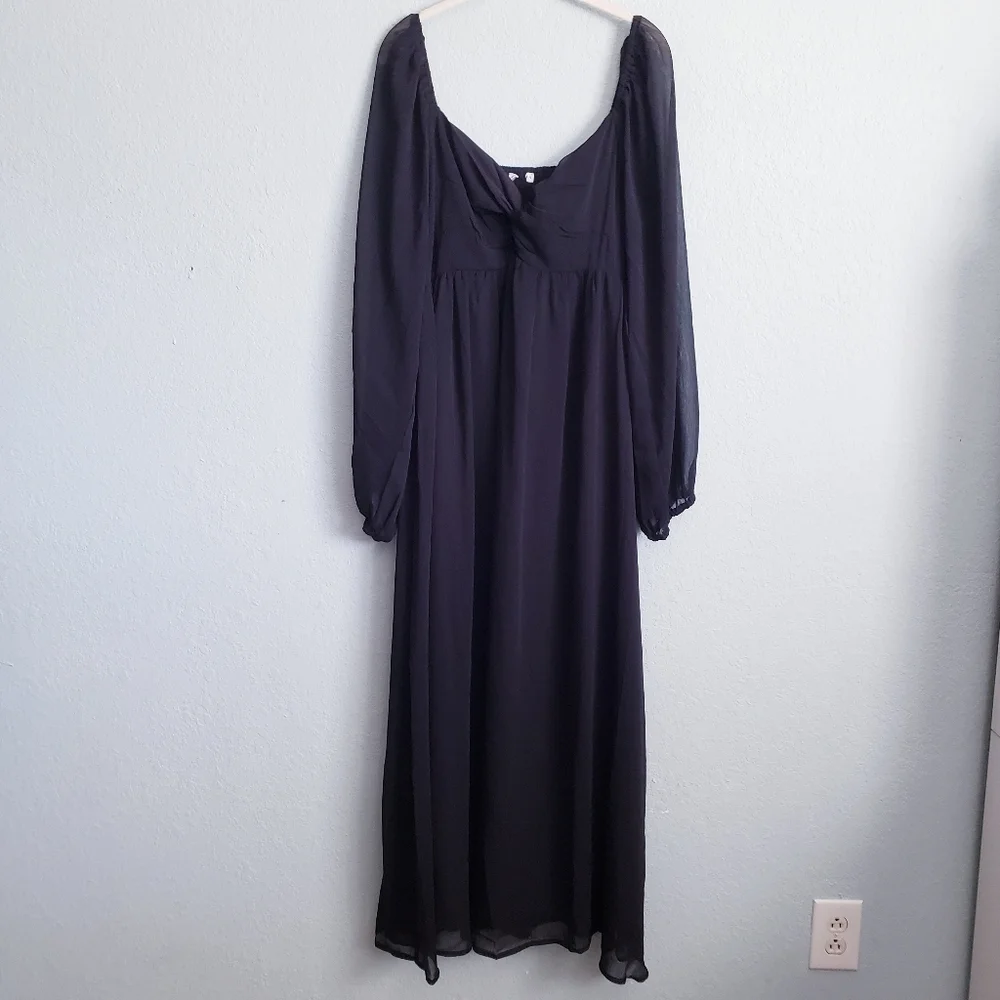 Baltic Born Dione Long Sleeve Black Midi Dress - Picture 2 of 6